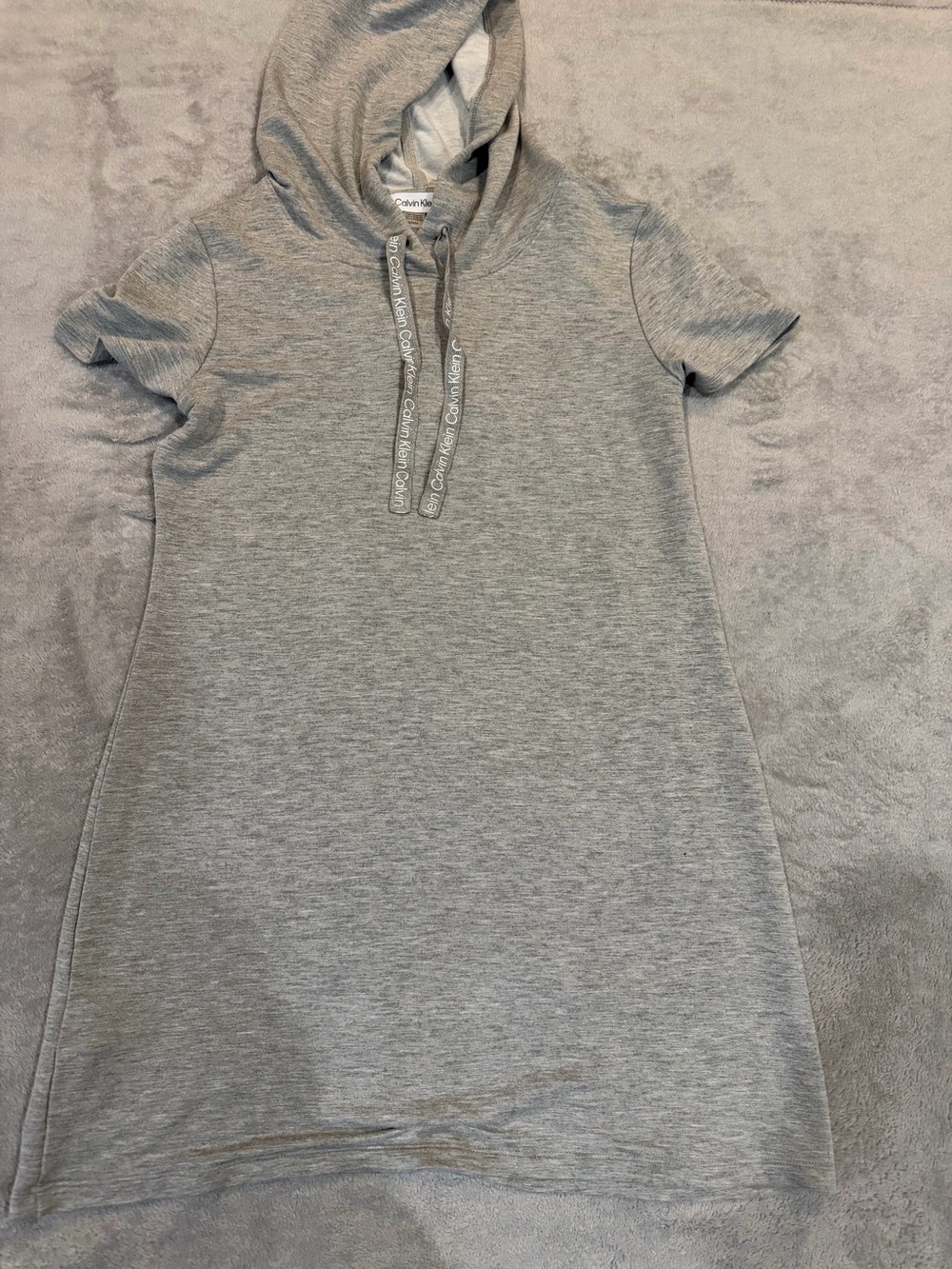 Calvin Klein Girls' Heather Gray Short Sleeve Hoodie Dress